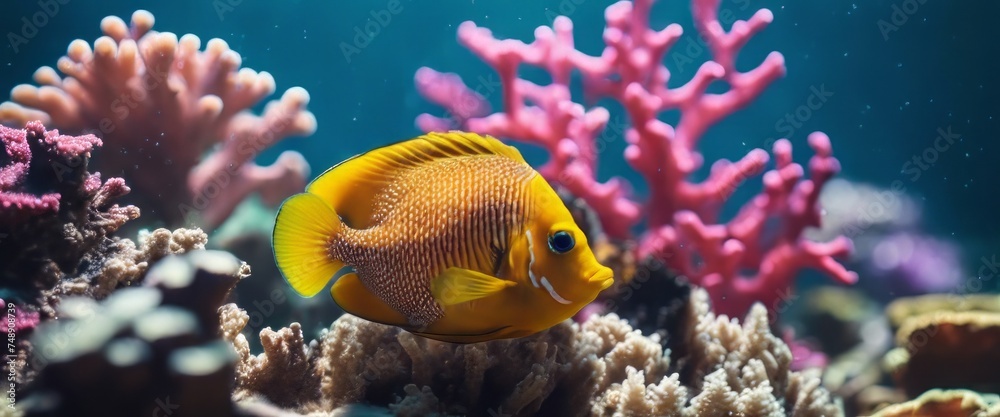 Obraz premium Wonderful and beautiful underwater world with corals and tropical fish