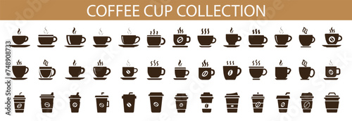 Coffee cup icon vector set. Various cups of coffee.. Hot drink silhouette.  © Ira