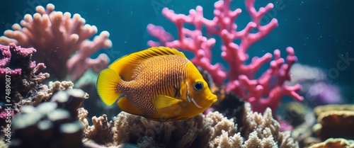 Wonderful and beautiful underwater world with corals and tropical fish © Adi