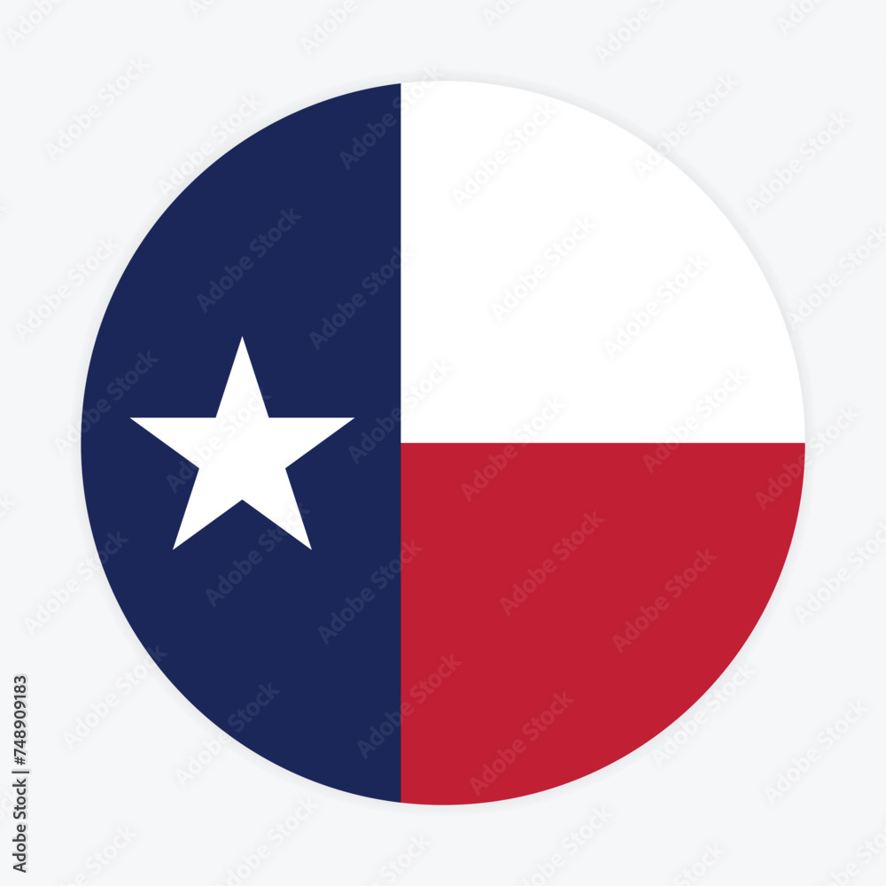 Flat Illustration of Texas state flag. Texas state round flag vector icon. Texas circle flag.
Flat Illustration of Texas state flag. Texas state round flag vector icon. Texas circle flag.
