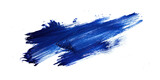 The image showcases a rough, textured swipe of blue paint, possibly acrylic or oil-based, with varying shades and streaks, spread across the surface in a horizontal direction, giving a sense of dynami