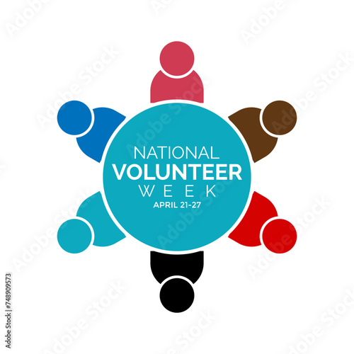 Vector illustration on the theme of National Volunteer week observed each year during third week of April. Greeting card, Banner poster, flyer and background design.