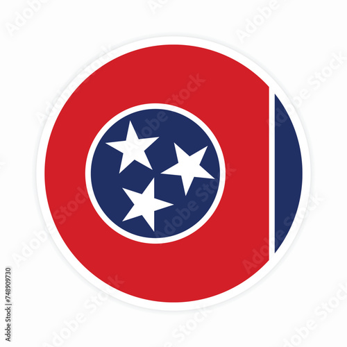Flat Illustration of Tennessee state flag. Tennessee State round flag vector icon. Tennessee circle flag. 