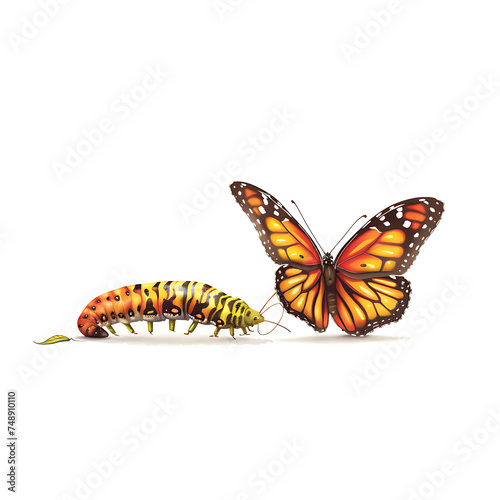 Graceful Monarch: Butterfly Majesty on White Background © Jameel