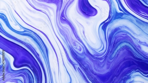 Purple and Blue dynamic background mixing liquid paints art. Modern futuristic pattern marble translucent colors texture