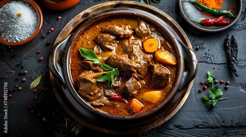 Curry Rice and Beef Stew in a Clay Pot