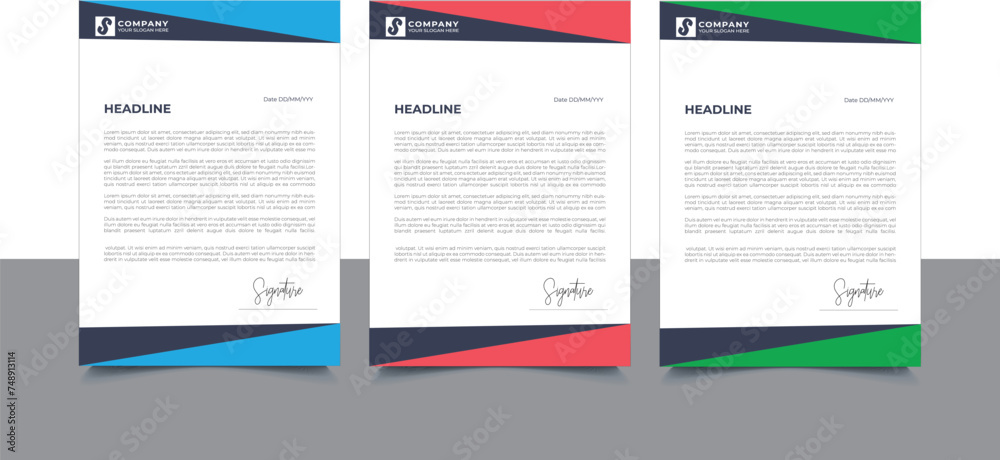 Professional Company Business Letterhead Template Design With Various Colors Bundle For Corporate Office