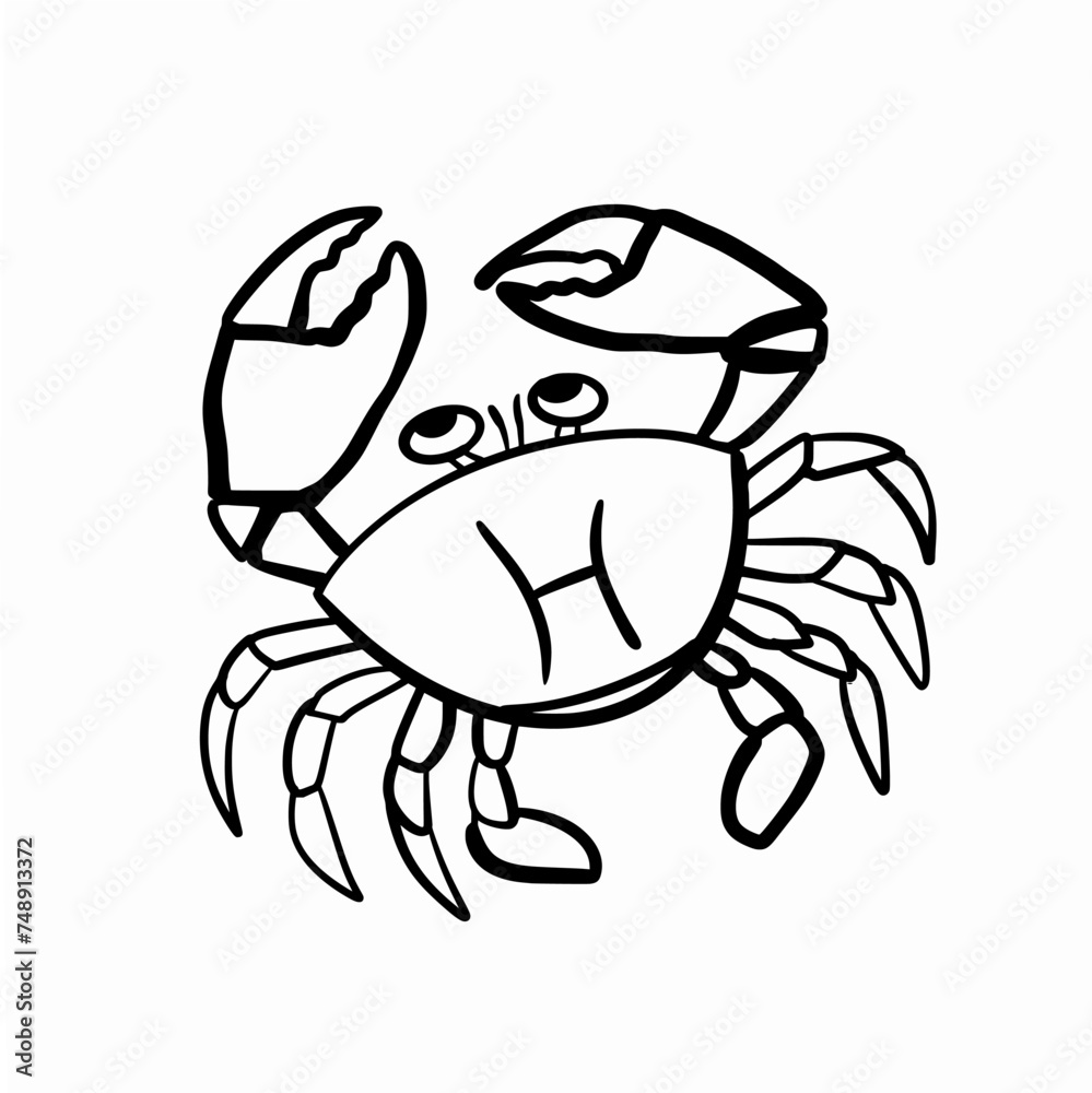 Isolated Cartoon Crab on White Background, Vector Illustration Isolated Cartoon Crab on White Background, Vector Illustration