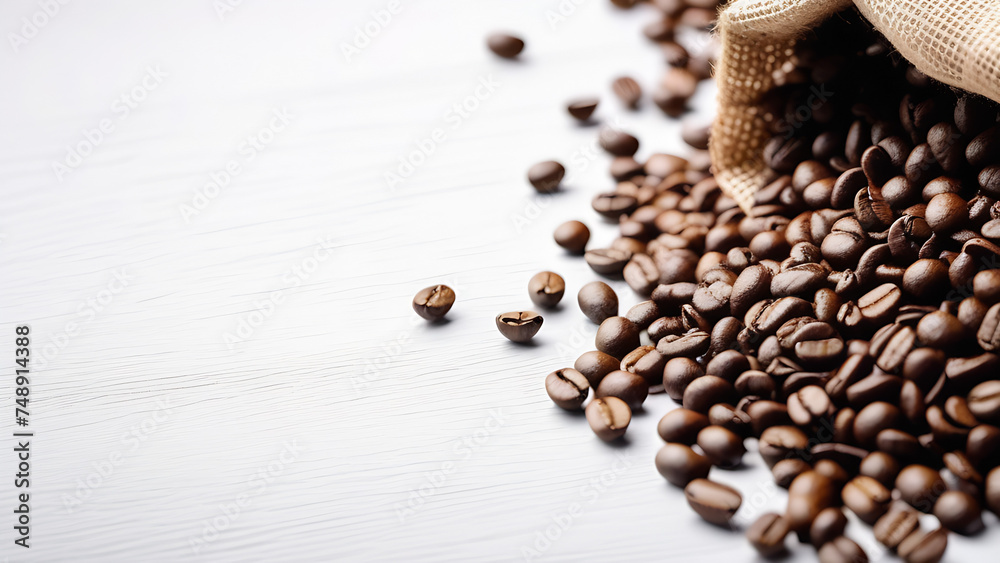 Coffee beans with free space for text on white background Coffee beans with free space for text on white background