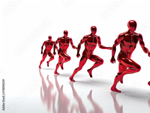 small red figure running to a bright red teammate