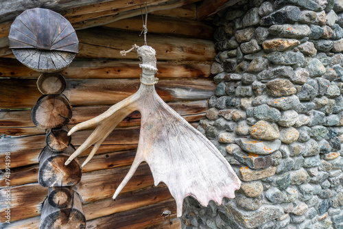 Lake Clark National Park, Alaska: Richard "Dick" Proenneke's remote cabin. Moose antler warns of animals approaching. "One Man's Wilderness" and "Alone in the Wilderness"