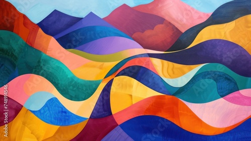 Abstract mountains, colorful painting, abstract background