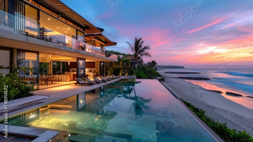 Bali Sunset Villa with Infinity Pool on Private Beach © kiatipol