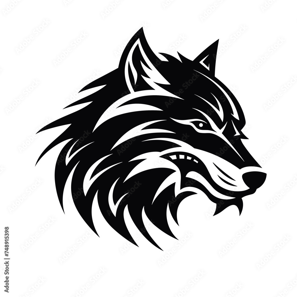 head of wolf icon black and white vector illustration isolated transparent background logo, cut out or cutout t-shirt print design head of wolf icon black and white vector illustration isolated transparent background logo, cut out or cutout t-shirt print design