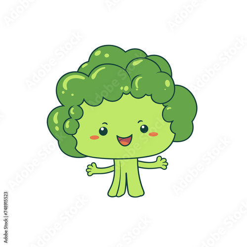 smiling cartoon broccoli or cauliflower vector illustration isolated transparent background logo  cut out or cutout t-shirt print design