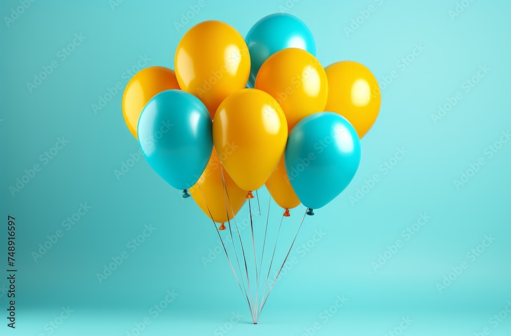 Fototapeta premium a bunch of colorful balloons against on blue background