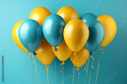 a colorful bouquet of balloons on blue background