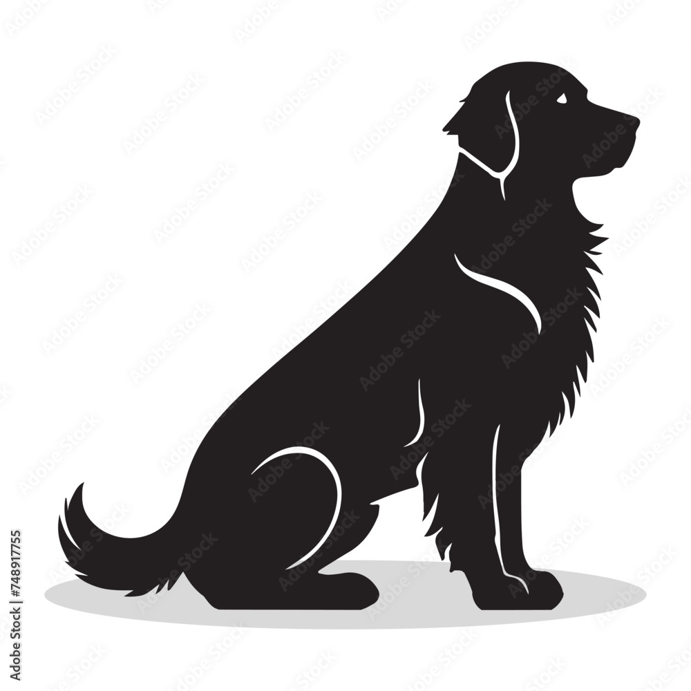 Golden Retriever silhouettes and icons. Black flat color simple elegant white background Golden Retriever animal vector and illustration.