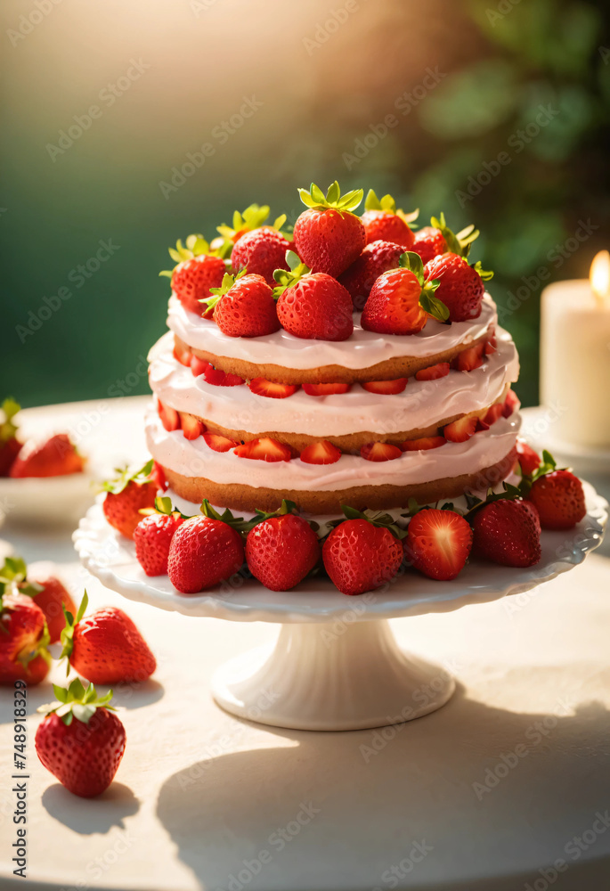 cake with strawberries cake with strawberries