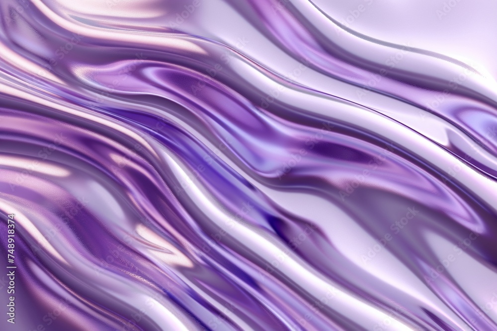 Obraz premium Chromatic Elegance: Delicate Purple Chrome Wave Background for Design