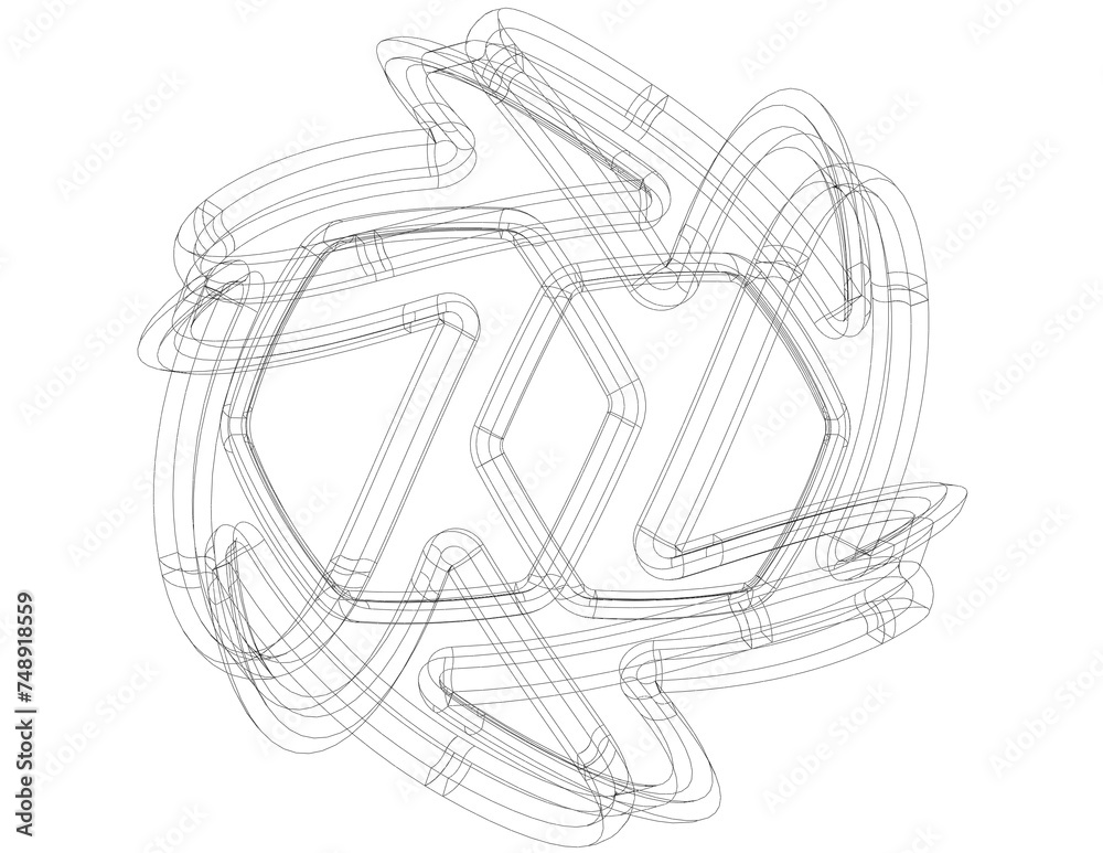 Fototapeta premium Wireframe Shape Geometric Keyshot Ball 3D print model