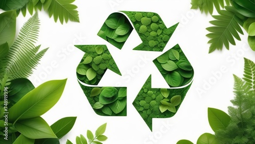 The green symbol of waste recycling on a white background. Solutions in the field of green energy, sustainable energy and environmentally friendly technologies, problems of ecology and 