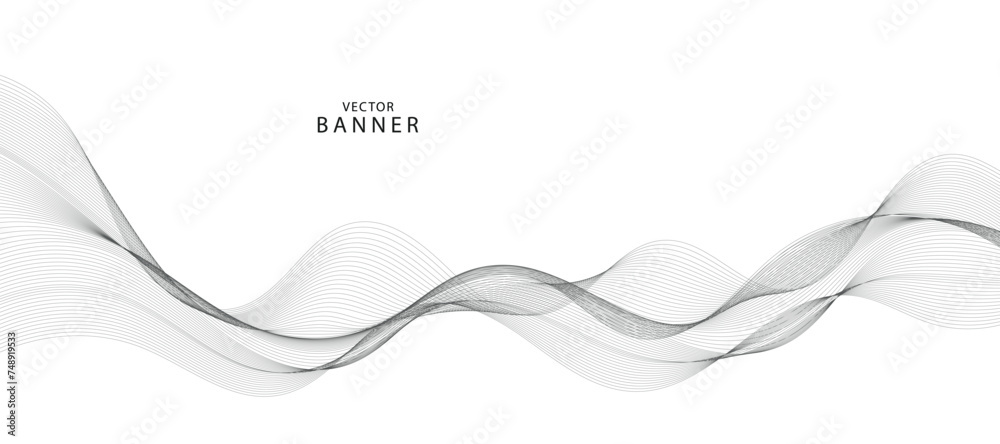 Abstract wave element for design. Digital frequency track equalizer. Stylized line art background. Vector illustration. Wave with lines created using blend tool. Curved wavy line, smooth stripe.