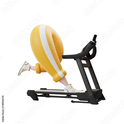 3D illustration of people running on treadmills, fitness equipment in the gym, workout people, training exercise collection, for landing page and banner. 3D render with transparency. photo