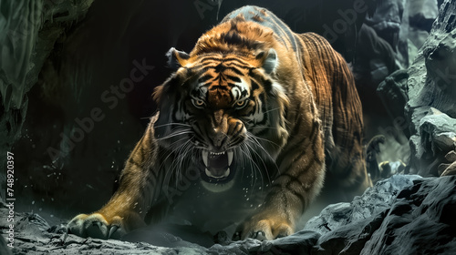 Ilustracja wściekłego tygrysa