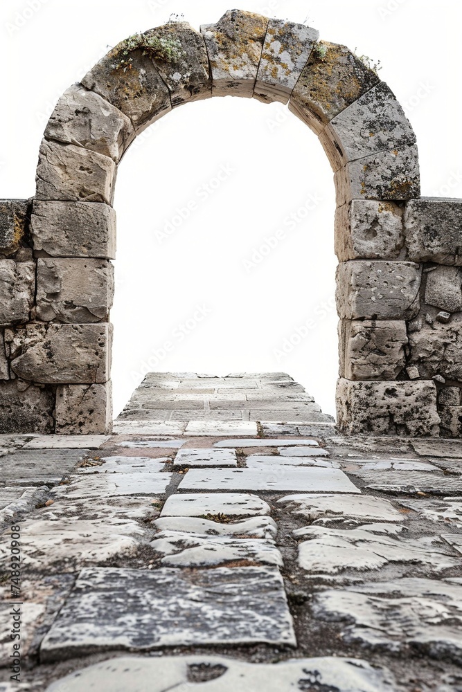 Arch of Stone: Stone Blocks Arranged in Arch Formation on White Background