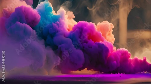 abstract shapes of mixed colors of colurful smoke video motion. Blurred Background. AI generated photo
