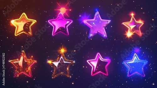 A set of glowing stars on a dark background. Perfect for adding a magical touch to any project