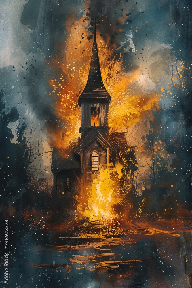a church on fire