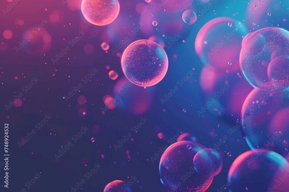 Electric Dreams: Serene Setting of Neon Bubbles on a Minimalistic Dark Blue Background Electric Dreams: Serene Setting of Neon Bubbles on a Minimalistic Dark Blue Background