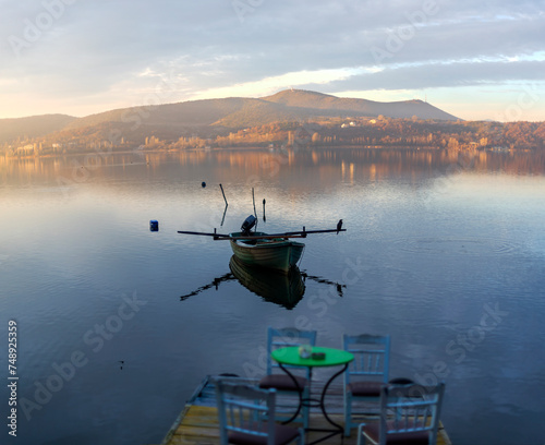fishing boat on the lake