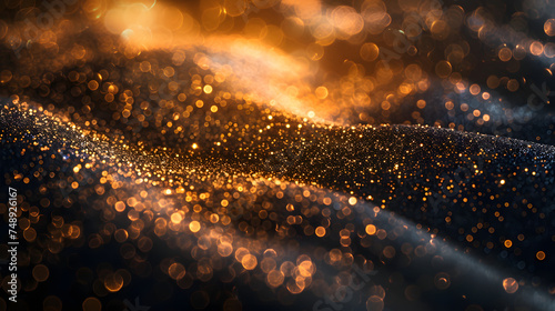  a blurry image of gold glitter on a black background