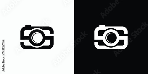 Vector logo design illustration of an abstract camera shape with the initials letters S and O as lenses.