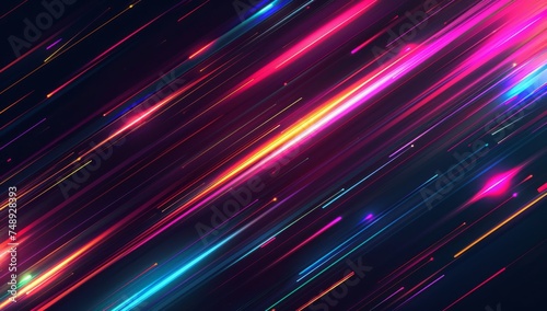 dark background with pink, purple, blue, and green lines in high speed Generative AI