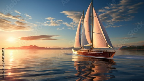Sailboat Sailing On The Sea Water