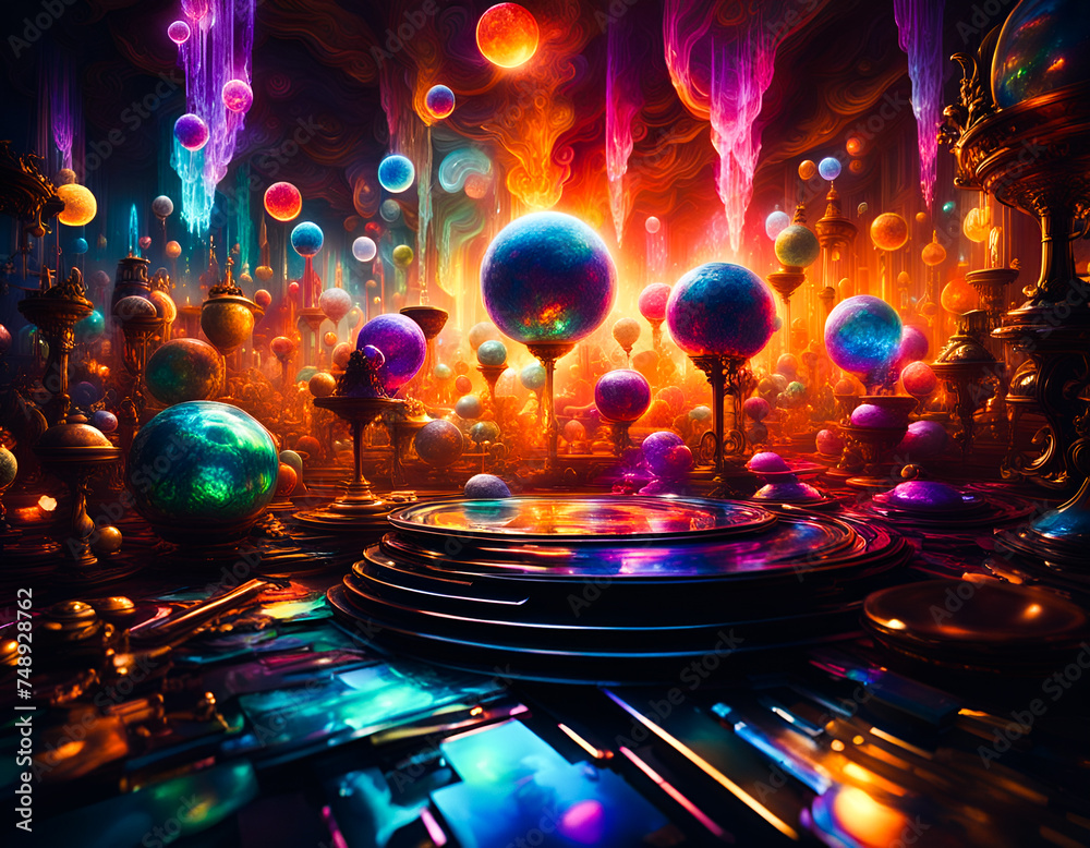 Abstract bubble world. Edited AI generated image 