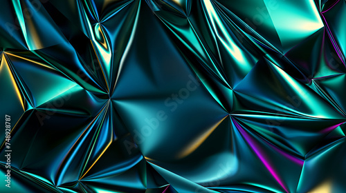 Close up view of an electric blue foil texture with a geometric pattern
