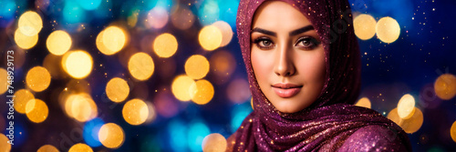 beautiful muslim woman in hijab. Selective focus.