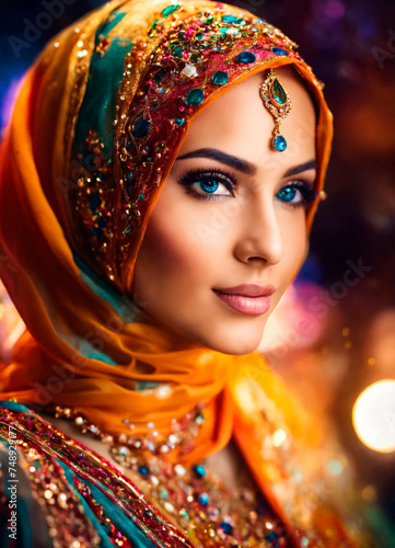 beautiful muslim woman in hijab. Selective focus. © yanadjan