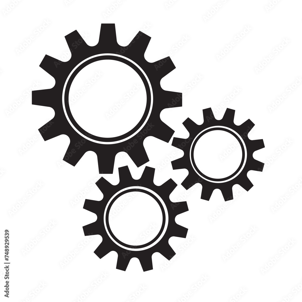 Cogs And Gears Icon Vector Illustration. Colorful connected gears and icons for strategy.  vector infographic illustration.