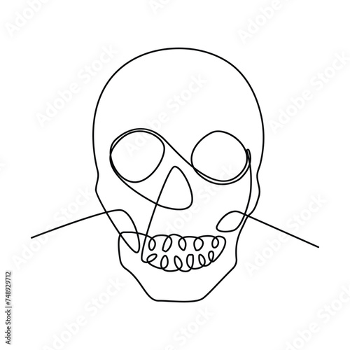 skull single continuous one line out line vector art  drawing  and tattoo design
