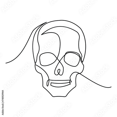 skull single continuous one line out line vector art  drawing  and tattoo design