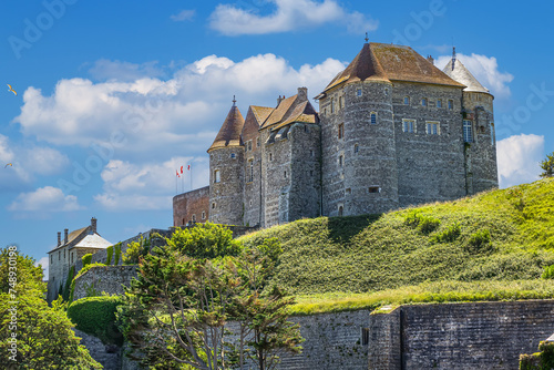 View of Dieppe Castle (Chateau de Dieppe). In 1188, King Henry II of England founded the Chateau de Dieppe. Dieppe, Normandy, France. photo