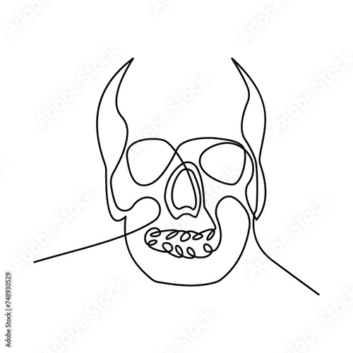 skull single continuous one line out line vector art  drawing  and tattoo design