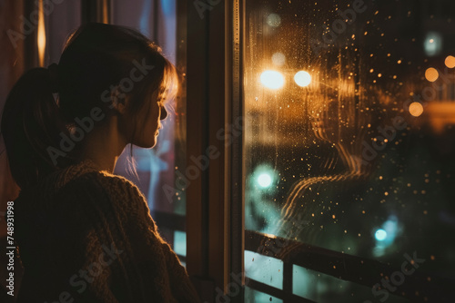 Pensive Woman Gazing Through Window