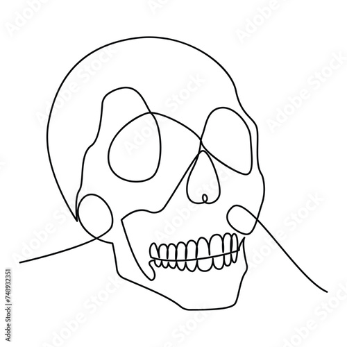 skull single continuous one line out line vector art  drawing  and tattoo design